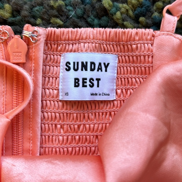 Sunday Best Tangerine Orange Silky Dress - Picture 3 of 5